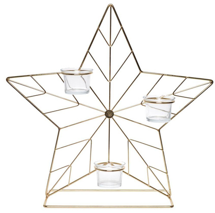 Świecznik metal gwiazda złota