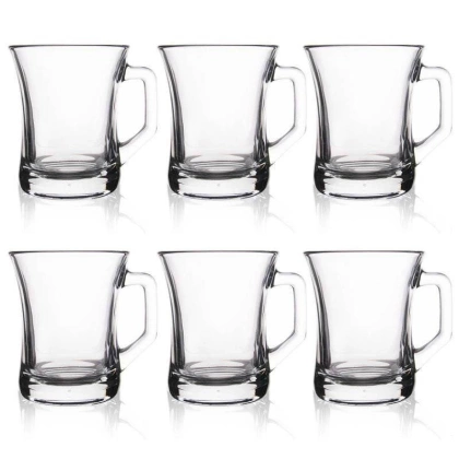 Szklanki do napojów z uchem / kubki szklane 200 ml zestaw 6 szt.