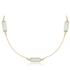 MINET Elegancki złoty naszyjnik z niebieskimi cyrkoniami Au 585/1000 2,90g