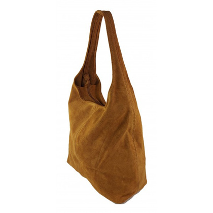 Zamszowy worek , Włoska skórzana torba xl a4  Camel shopper bag W356C