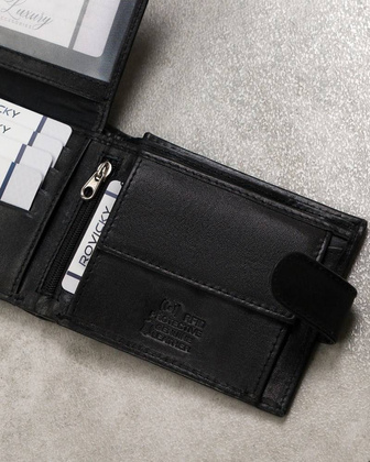 Portfel męski ze skóry bydlęcej z zabezpieczeniem rfid protect