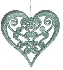 Zawieszka serce miętowe z brokatem