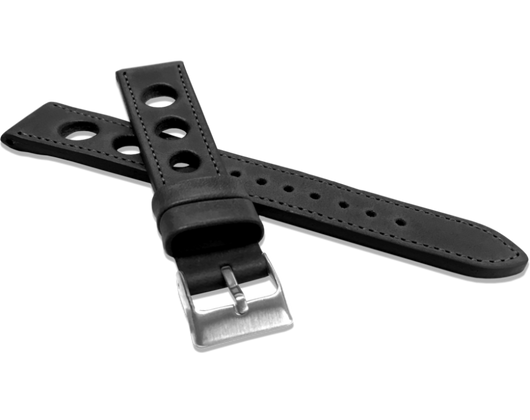 LAVVU Perforowany czarny szyty pasek VINTAGE z luksusowej skóry Top Grain - 20