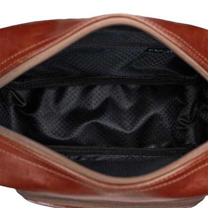 Skórzana kosmetyczka podróżna brązowa duża - Pavone Nero Piawa 2102 BR