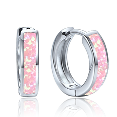 MINET Eleganckie srebrne kolczyki z różowym opalem