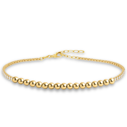 MINET Elegancka złota bransoletka kulka z białą cyrkonią Au 585/1000 2,85g