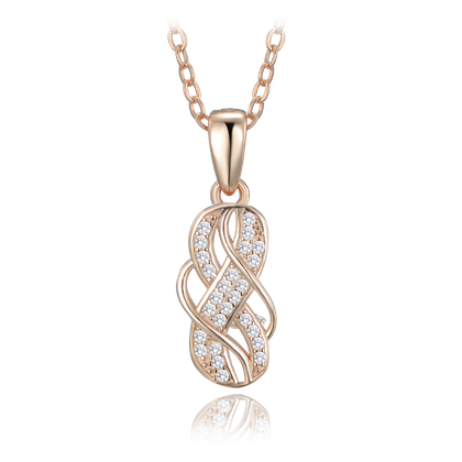 MINET Rose gold luksusowy naszyjnik srebrny z białymi cyrkoniami