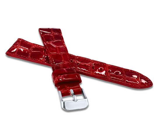 LAVVU Czerwony szyty pasek lakierowany CROCO OCALA z luksusowej skóry Top Grain - 12