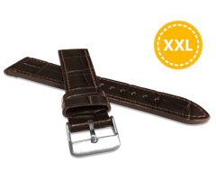 LAVVU XXL Brązowy szyty pasek CROCO z luksusowej skóry Top Grain - 18 XXL