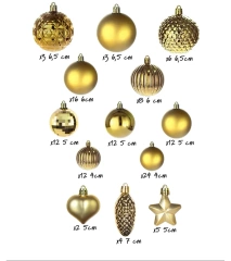 Bombki choinkowe komplet 120 szt. nietłukących plastikowych bombek - Złoty