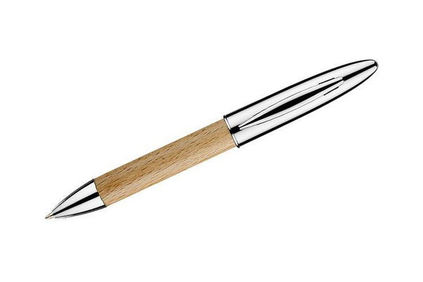 Zestaw upominkowy FRED składający się z długopisu oraz breloka wykonanych z metalu i drewna