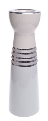 Świecznik beżowo-srebrny niski