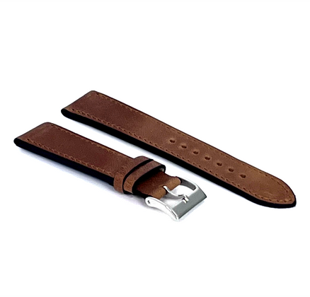 LAVVU Brązowy szyty pasek SLIM z luksusowej skóry Top Grain - 24