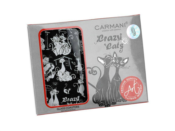 Podkładka szklana - Koci świat, czarne (CARMANI)