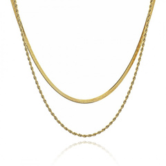 Naszyjnik stal szlachetna pozłacana 14k złotem żyłka, podwójny NST2179