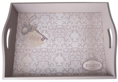 Taca drewniana z koronką duża