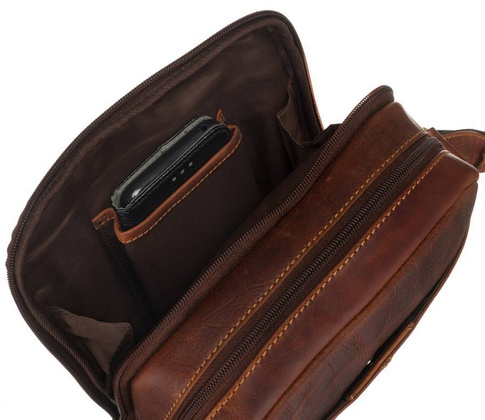 Skorzana listonoszka meska na ramie