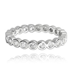 MINET Pierścien kulkowy srebrny z białymi cyrkoniami wielkość 21