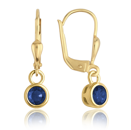 MINET Eleganckie złote kolczyki z granatowymi cyrkoniami Au 585/1000 1,80g