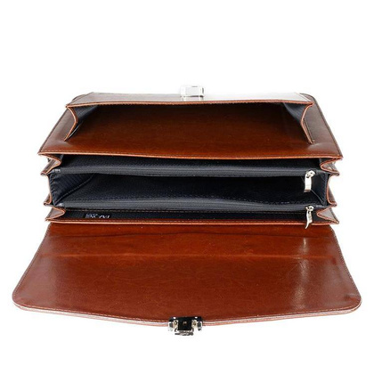 Skórzana teczka męska na dokumenty laptopa brązowa - Pavone Nero Tronto 2058 BR