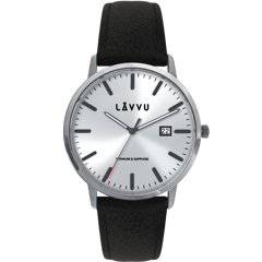 LAVVU Srebrny zegarek męski z szafirowym szkłem Copenhagen Titanium Silver