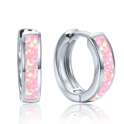 MINET Eleganckie srebrne kolczyki z różowym opalem