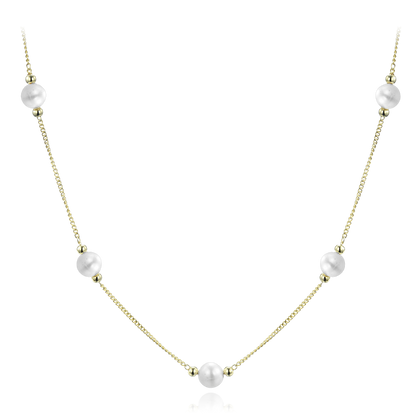 MINET Pozłacany srebrny naszyjnik z naturalnymi perłami