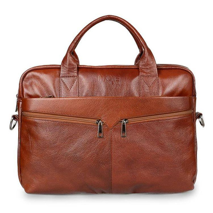 Skórzana torba męska na ramię laptopa 15,6" brązowa - Pavone Nero Palermo 2485 BR