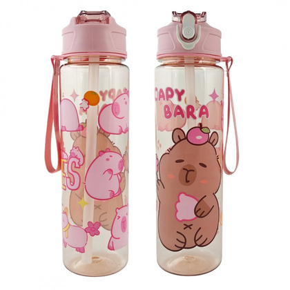 Butelka na wodę, bidon 800ml różowa, KAPIBARA PINK BD56R