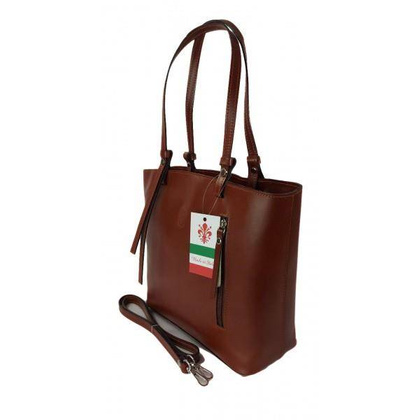 Torebka na ramię Vera Pelle ,Włoski skórzany kuferek format A4, Brązowa  KM446M