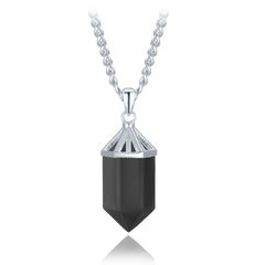 MINET Luksusowy srebrny naszyjnik z obsydianem