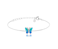 MINET Błyszczący bransoletka srebrna MOTYL z niebieskim opalem