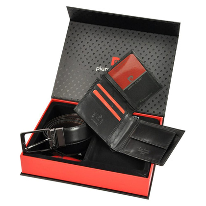 PIERRE CARDIN Zestaw prezentowy Męski Portfel + Pasek ZG-71 120 Czarny