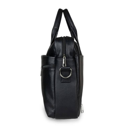Skórzana torba męska na ramię laptopa 15,6" czarna - Pavone Nero Palermo 2492 BL