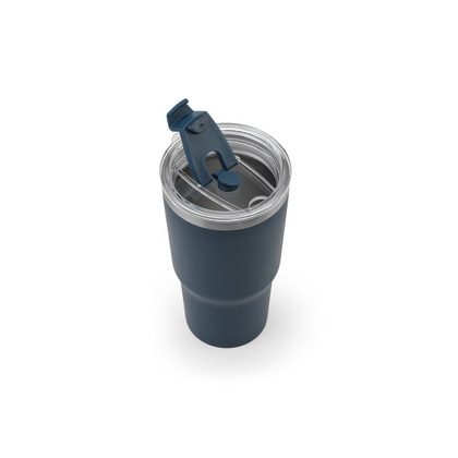 JOYNER M. Kompaktowy kubek podróżny ze stali nierdzewnej (91% z recyklingu) z podwójnymi ściankami izolowanymi próżniowo i matowym wykończeniem 600 ml