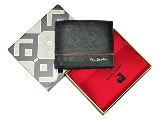 Portfel męski skórzany PIERRE CARDIN SAHARA TILAK15 325 Czarny / Czerwony