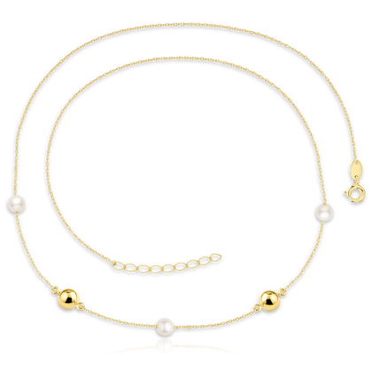 MINET Złoty naszyjnik z kulkami i perłami Au 585/1000 2,80g