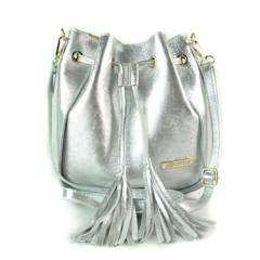 Włoska listonoszka woreczek La Bomba przewieszka złote okucia srebrna skórka nabłyszczana LB38ARG