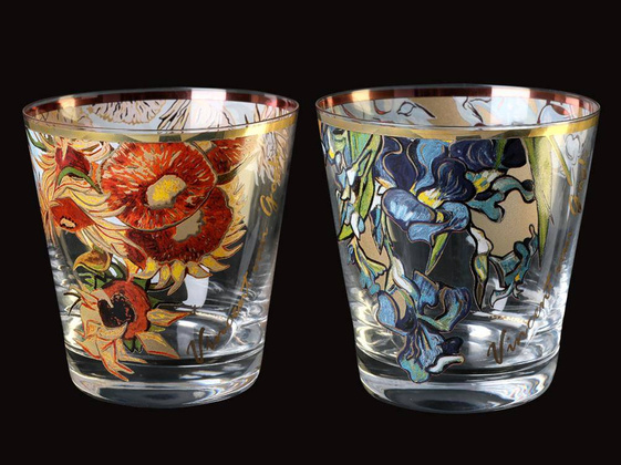Kpl. 2 szklanek do whisky - V. Van Gogh. Słoneczniki + Irysy (CARMANI)