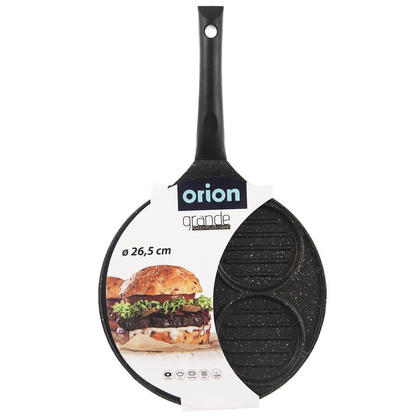 Patelnia grillowa do smażenia burgerów jajek placków granitowa 4 otwory GRANDE 26,5 cm