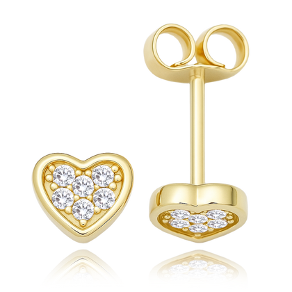 MINET Złote kolczyki serduszka z białymi cyrkoniami Au 585/1000 0,95g