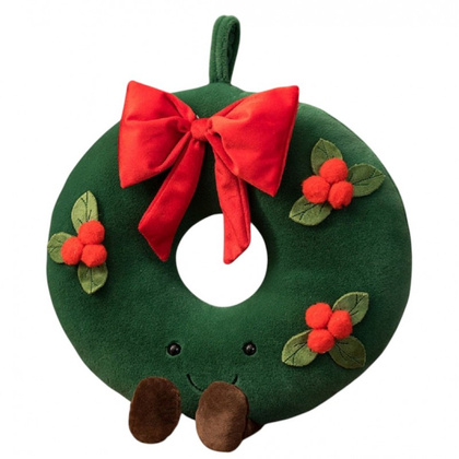 Poduszka w kształcie Świątecznej Girlandy Wieniec, piękna welurowa 45 cm PDS18