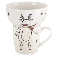 Kubek z miseczką dla dziecka porcelanowy 2 el.
