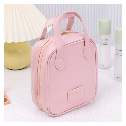 Kosmetyczka organizer na kosmetyki z rączką 17x7x19cm różowa KS128R