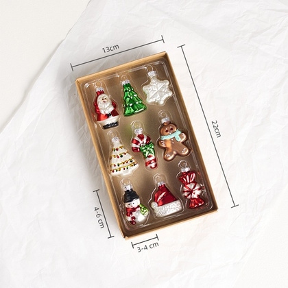 Komplet bombek bożonarodzeniowych szklanych 9 szt. w opakowaniu BSN64