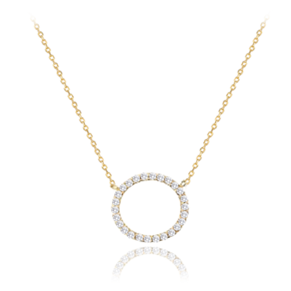 MINET Złoty naszyjnik pierścień z białymi cyrkoniami Au 585/1000  2,05g