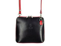 Torebka damska skórzana Gregorio 1702 Czarno czerwona