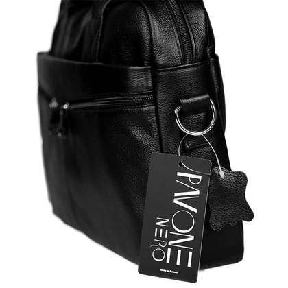 Skórzana torba męska na laptopa 15,6" ramię czarna - Pavone Nero Rimini 2409 BL