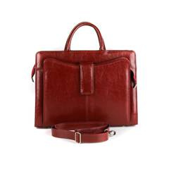 516 Skórzany Damski Kuferek Biznesowy - wiśnia KEMER