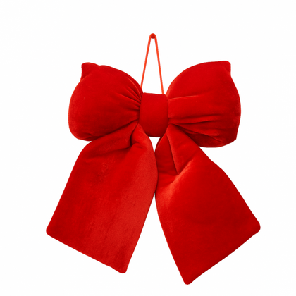 Czerwona kokarda, aksamitna, ozdoba świąteczna 20x20cm WOZ42